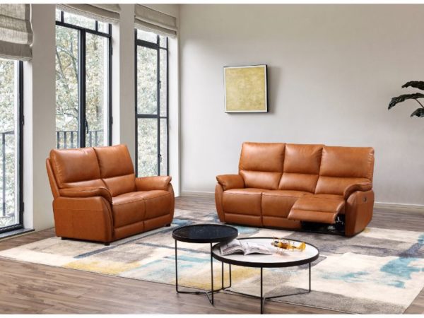 Spirit 2 Seater Leather Power Recliner Tan