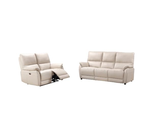 Spirit 3 Seater Leather Power Recliner Sofa Chalk