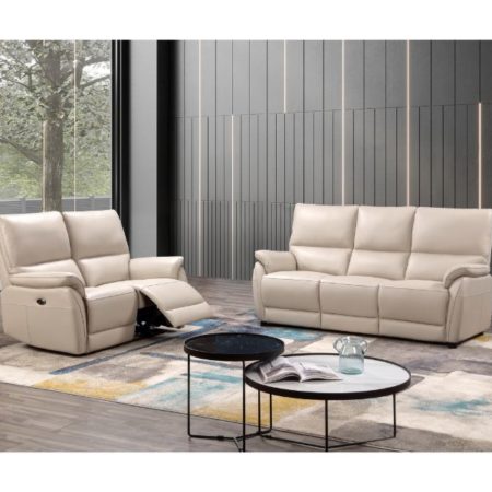 Spirit 2 Seater Fixed Leather Sofa Chalk